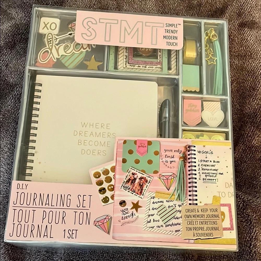 Journaling Set Spiral-Bound Notebook w Stickers Note Cards by STMY